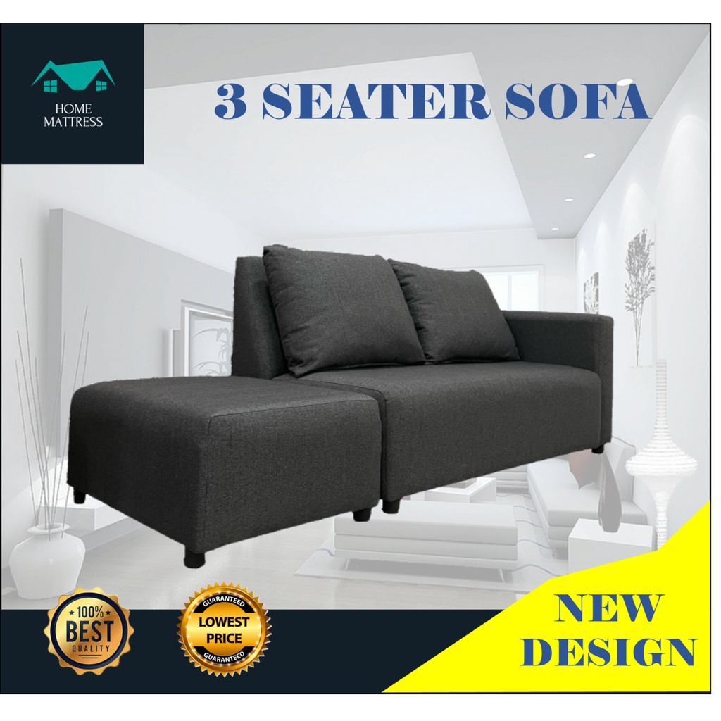 (Ready Stock) 2 Seater Sofa Fabric L Shape Sofa Design with Optional