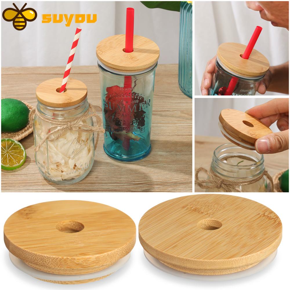 SUYOU Eco Friendly Mason Jar Lid Smoothies Canning With Straw Hole