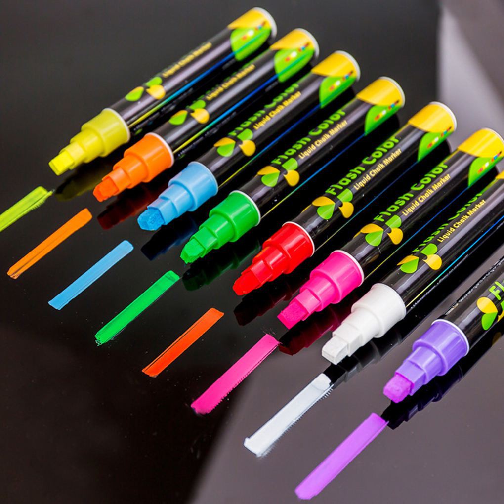 8pcs Liquid Chalk Erasable Fluorescent Marker Pen Whiteboard LED