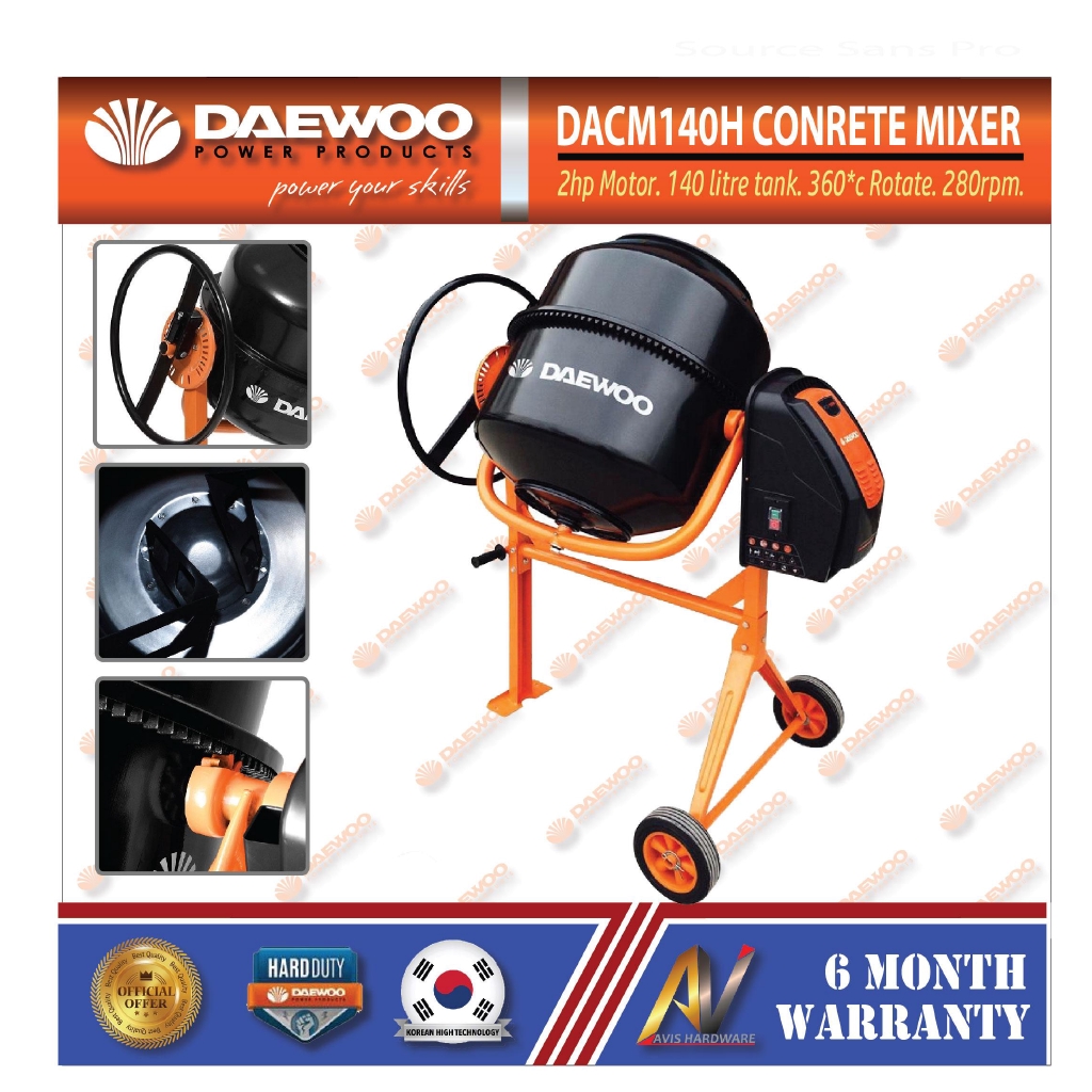 DAEWOO Electric Concrete Mixer DACM140H 2HP Shopee Malaysia
