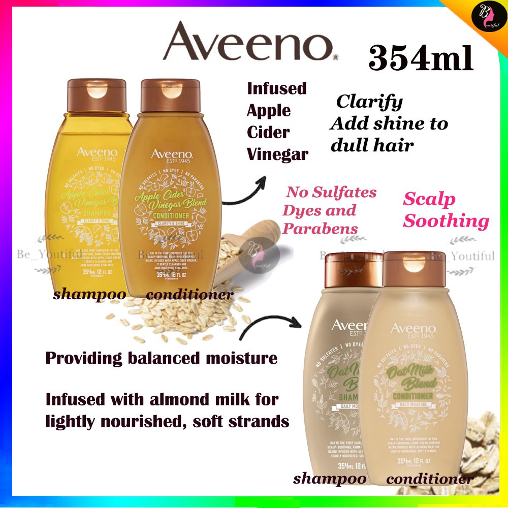 Aveeno Shampoo or Conditioner Apple Cider Vinegar or Oatmilk 354ml