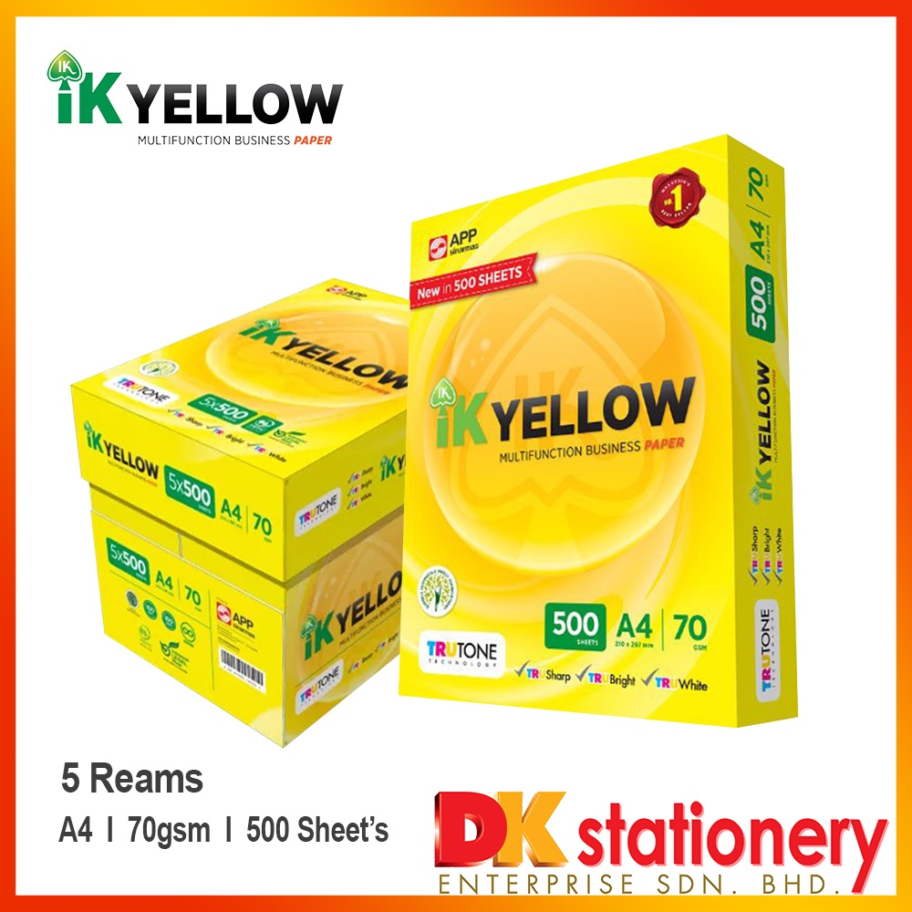 IK Yellow A4 Copier Paper 70Gsm 500's (5reams) Shopee Malaysia