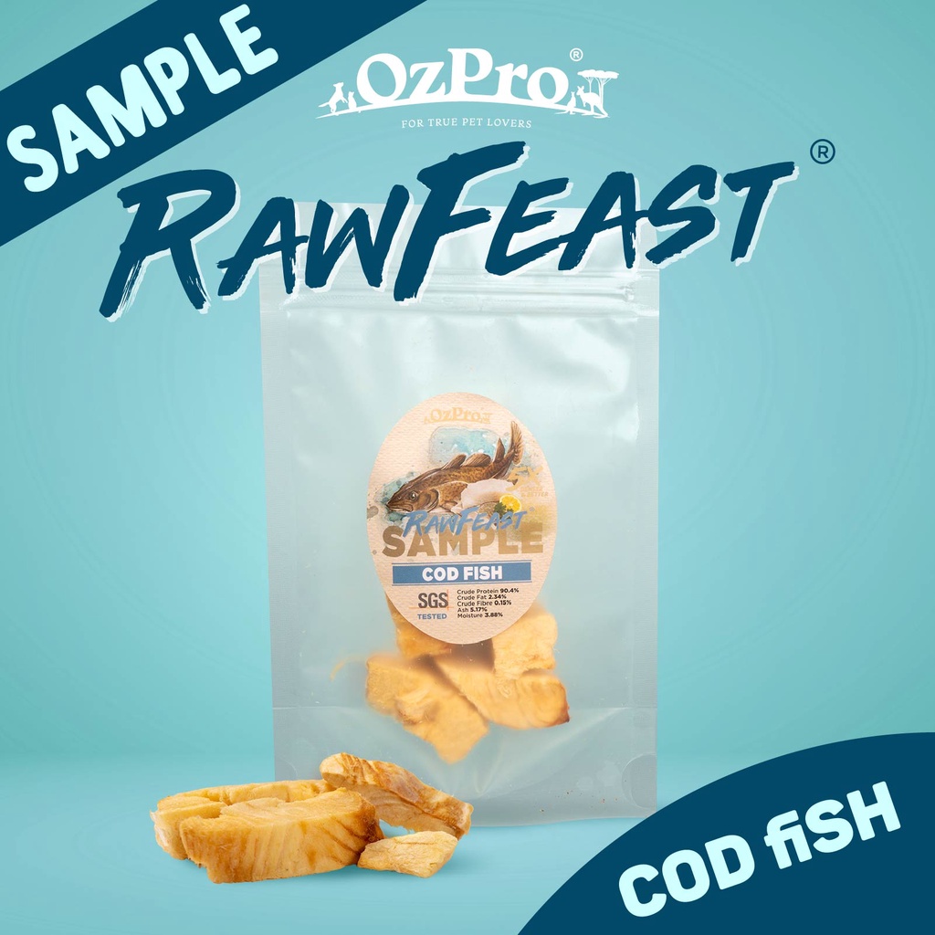 Ozpro Rawfeast Freeze Dried Raw Meat Cod Fish Sample Pack (5g