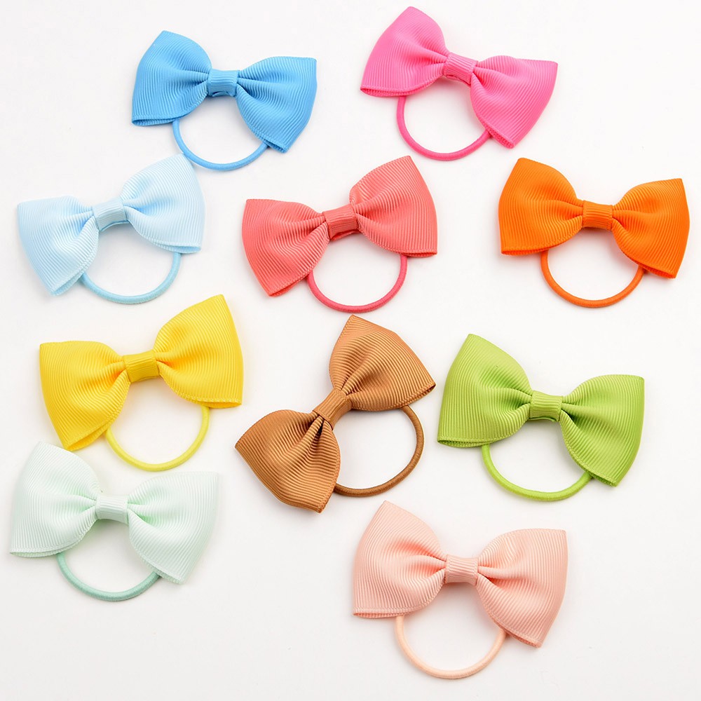 Baby Elastic Rubber band Head rope Mini Solid Ribbon Bow Tie for Girls