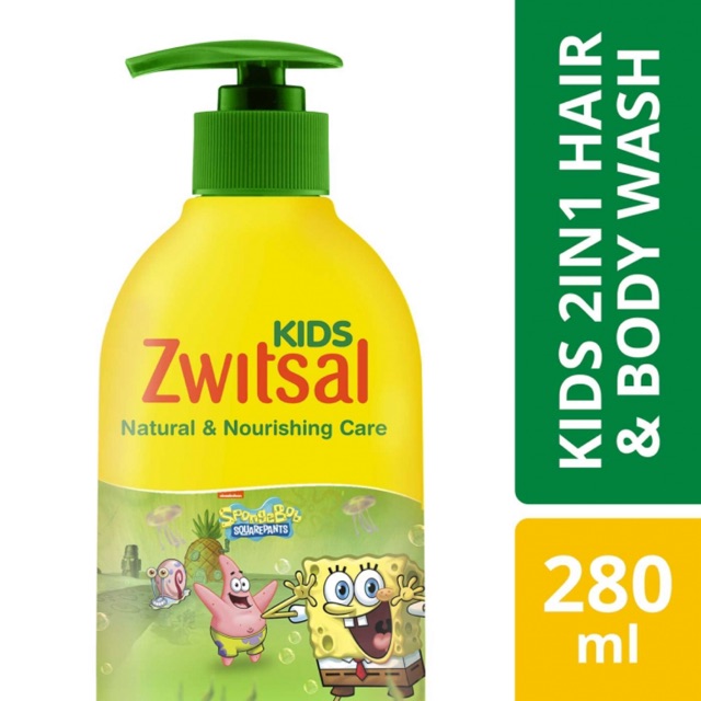 Zwitsal Kids 2In1 Natural and Nourish Liquid Children Bath Soap 280ml