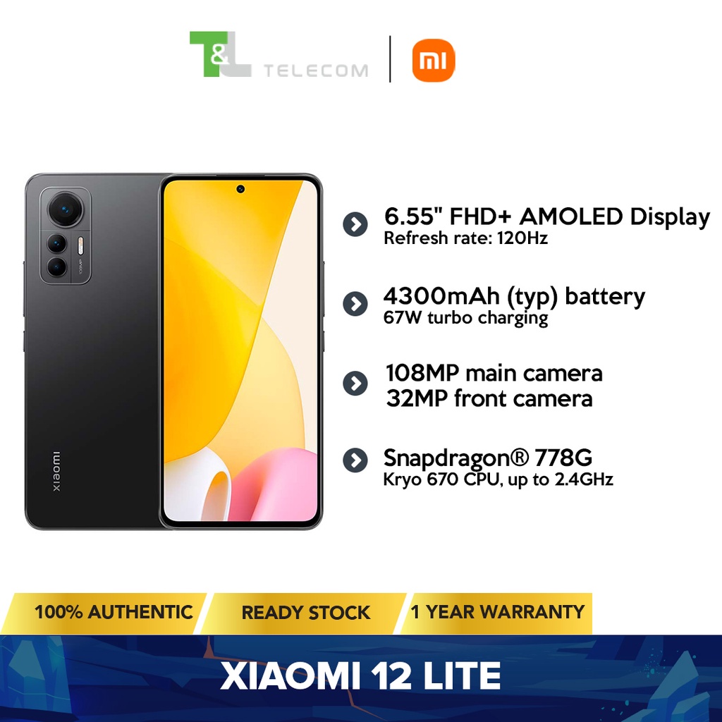 Xiaomi 12 Lite 6GB + 128GB/8GB + 256GB Dual Sim 5G 108MP triple