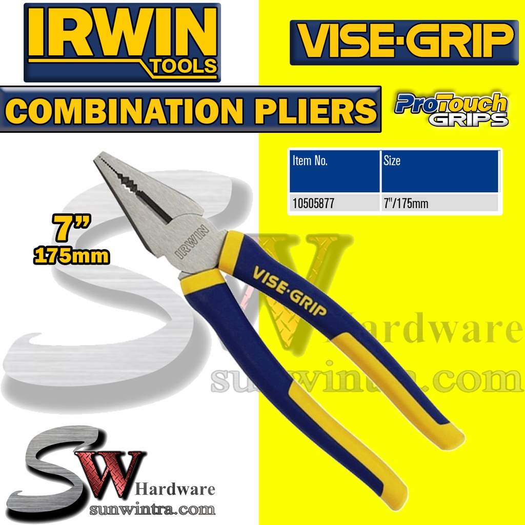 IRWIN Vise Grip 7" / 175MM Combination Plier with Wire Cutter Protouch