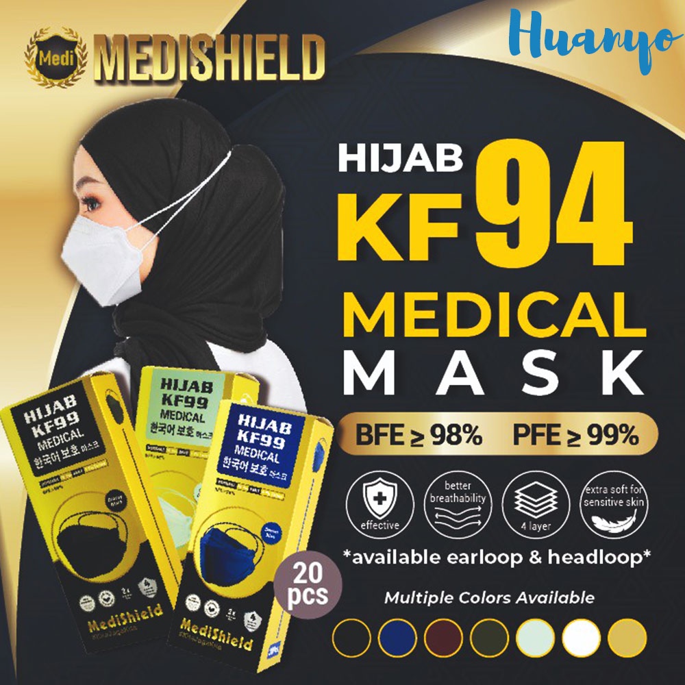 MediShield KF94 4 Layer Medical Anti Virus Face Mask [Muslimah Hijab