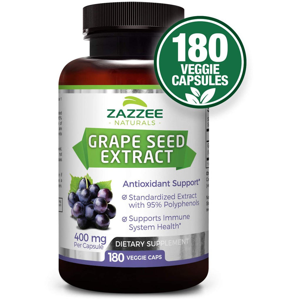 {PreOrder} Zazzee Naturals Grape Seed Extract 400mg, 180 Vegan