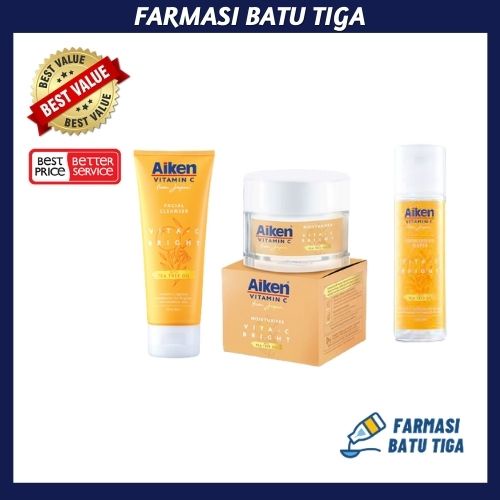 AIKEN VITAMIN C VITAC BRIGHT FACIAL CLEANSER 100G/ MOISTURISER 40G