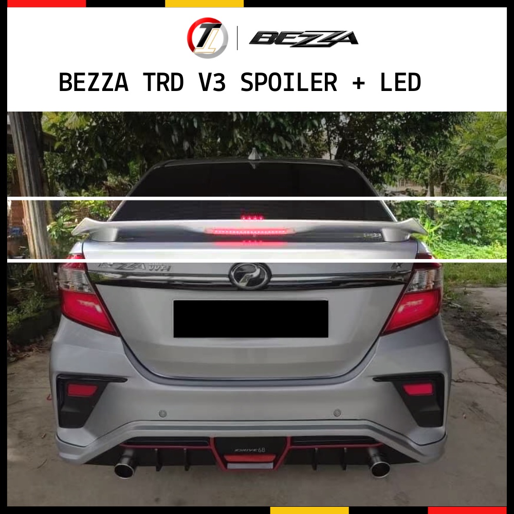 Perodua Bezza TRD V3 Spoiler with LED Brake Lamp & Paint Perodua