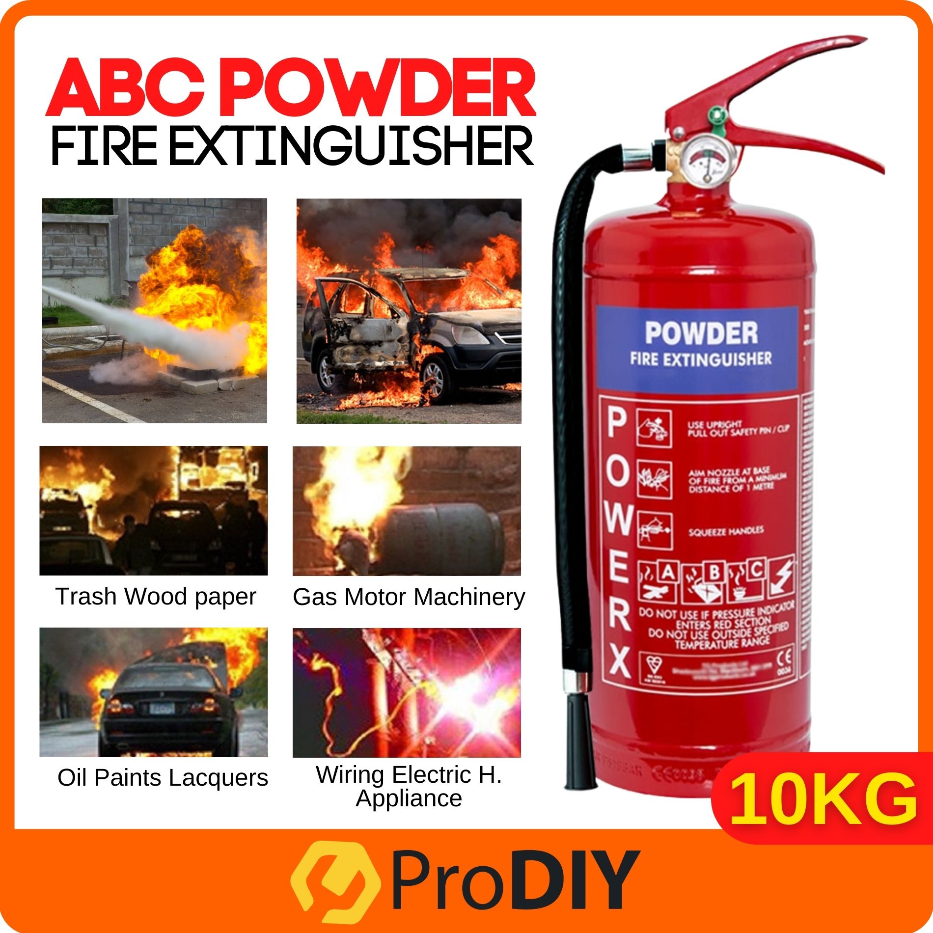 10KG ABC Powder Fire Extinguisher for Car Home Office Portable