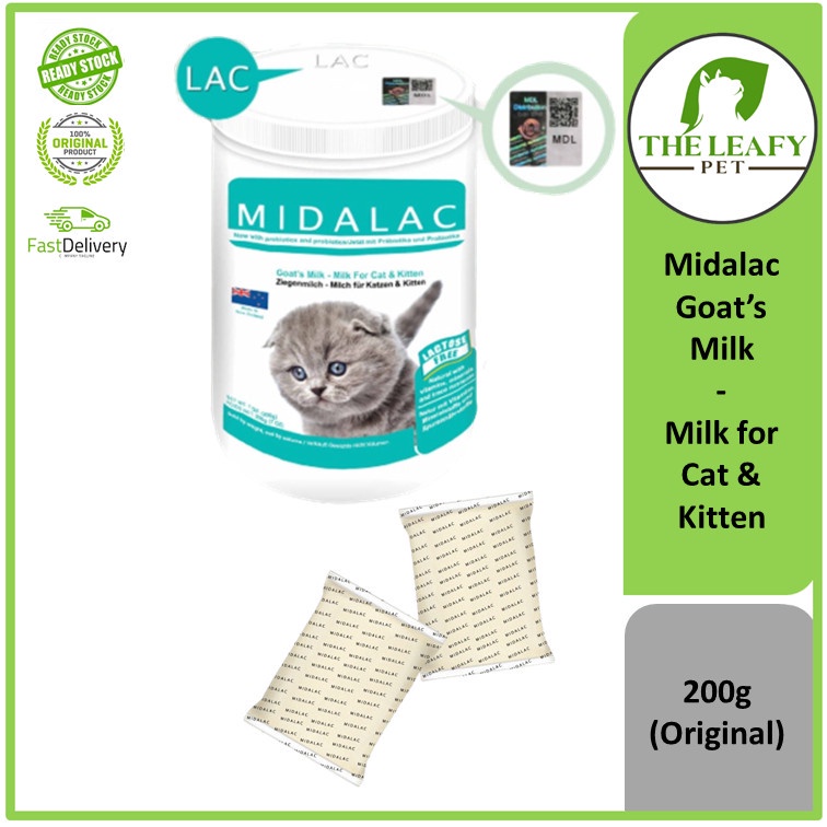 ( Original ) Midalac Goat's Milk Powder Milk For Cat & Kitten 200g