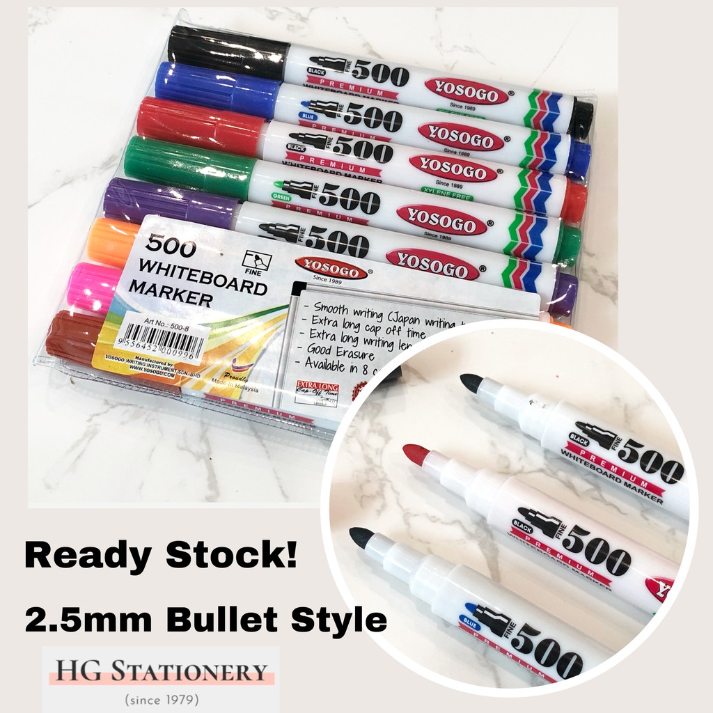 (ORIGINAL) Yosogo 2.5mm 500 Whiteboard Marker Pen Bullet Style Shopee
