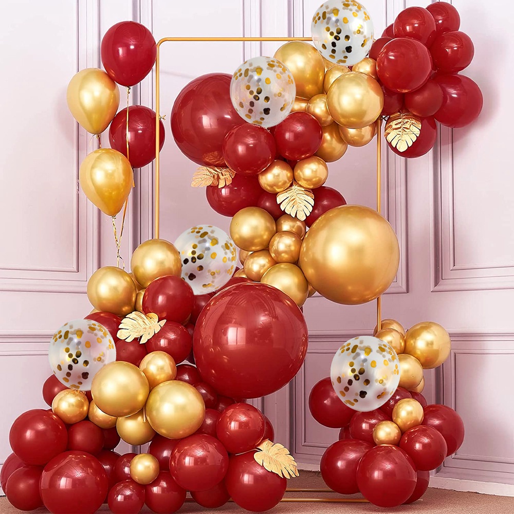 112pcs Balloon Set Red Gold Theme Party New Year Wedding Balloon