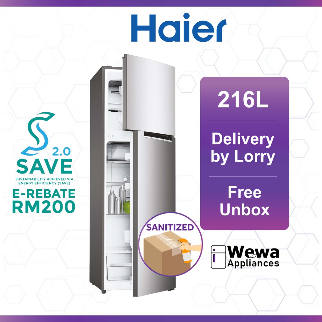 [SAVE 3.0] Haier 216L 2 Door Top Mount Refrigerator Fridge Peti Ais