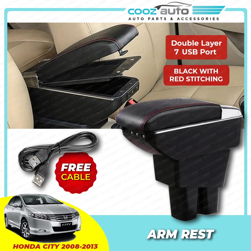 Honda CITY 2008 2013 7 USB Double Layer Arm Rest Armrest Console