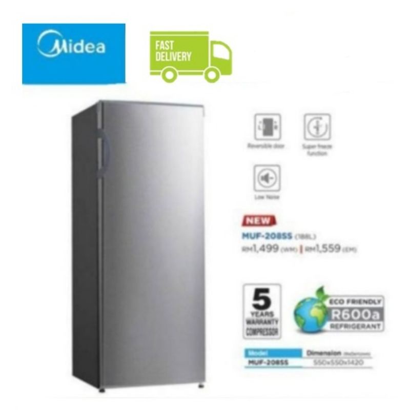 MIDEA Upright Freezer MUF208SD Shopee Malaysia