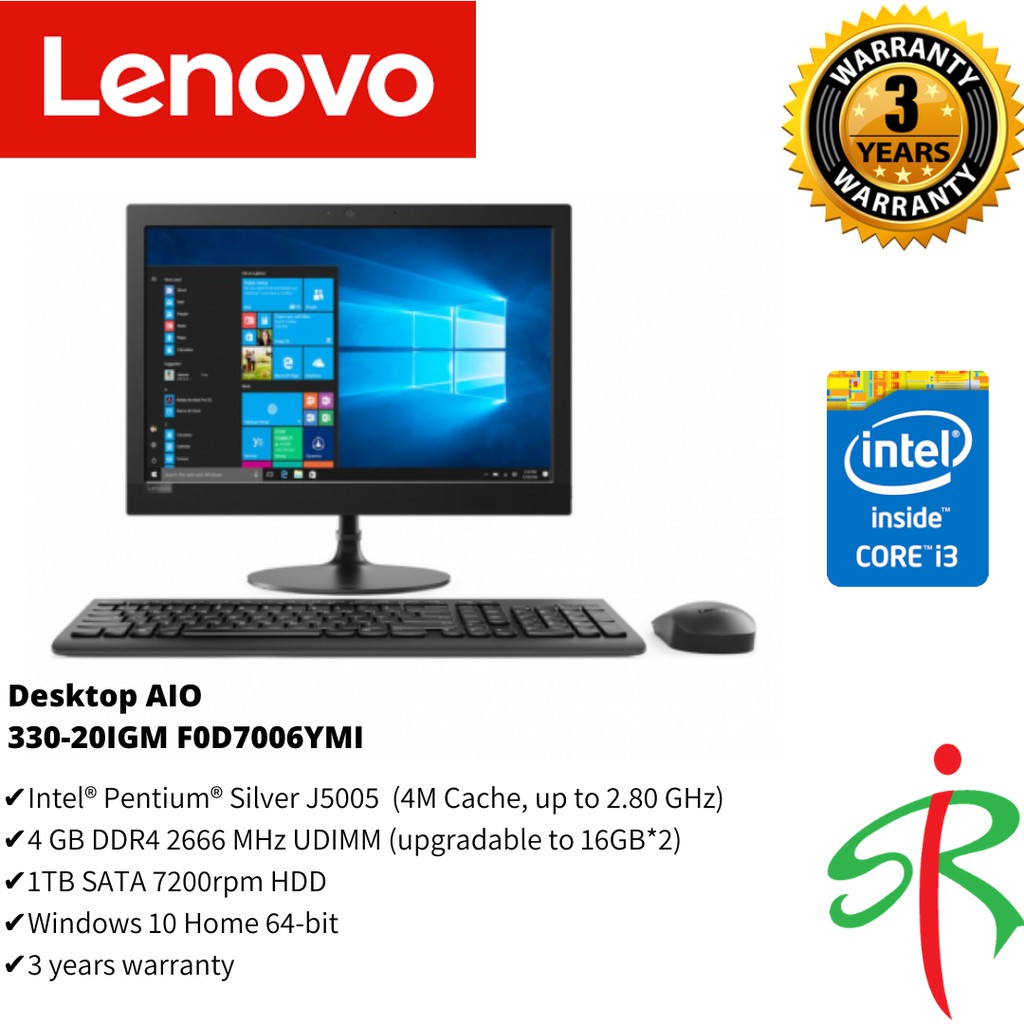 Lenovo Ideacentre 33020IGM F0D7006YMI 19.5" AIO Desktop PC (Pentium