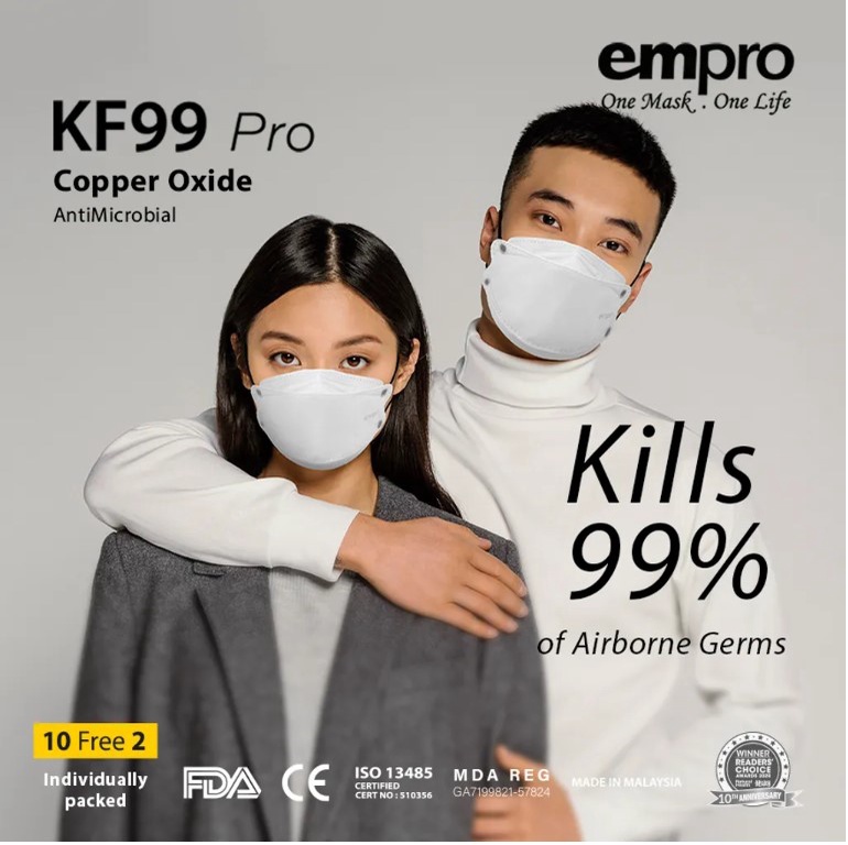 Empro KF99 Pro Copper Oxide Antimicrobial Face Mask 12 Pieces Shopee