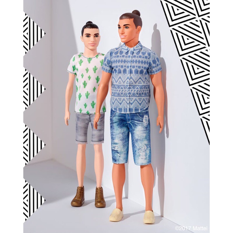 Barbie Ken Fashionistas Original Mattel Bun Hairstyle Man Bun Denim Boy