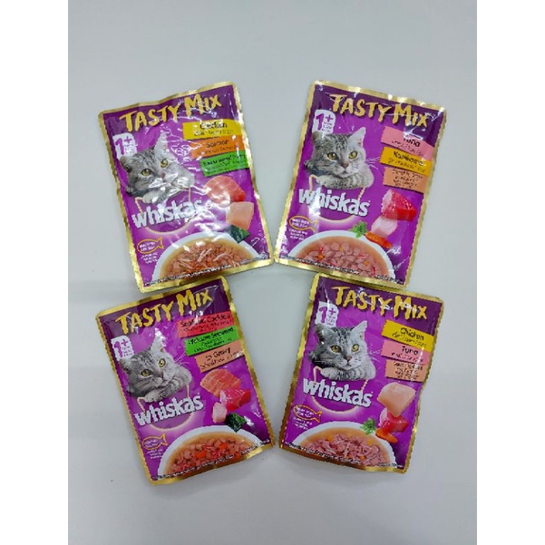 whiskas TASTY MIX 70g pouch cat wet food gravy series makanan kucing