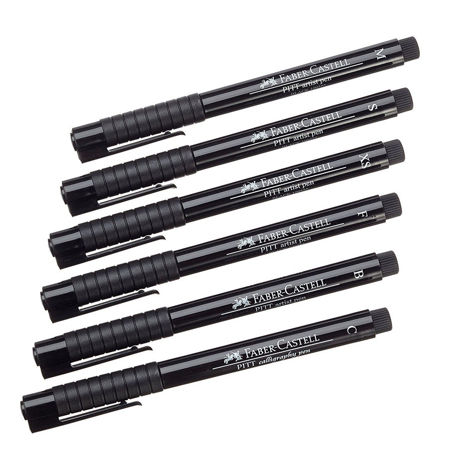 Faber Castell India Ink Pitt Artist Pen (Black) 5 Tip Sizes Shopee