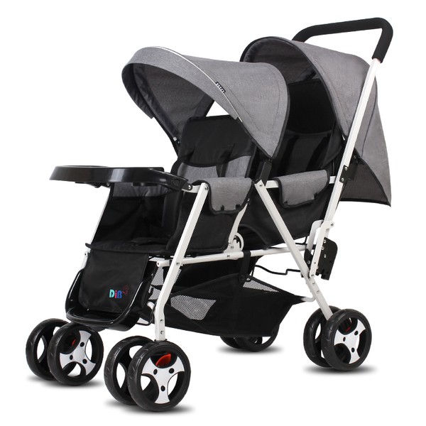 Twin Double Stroller for TWO Kids Recline Stroller Front