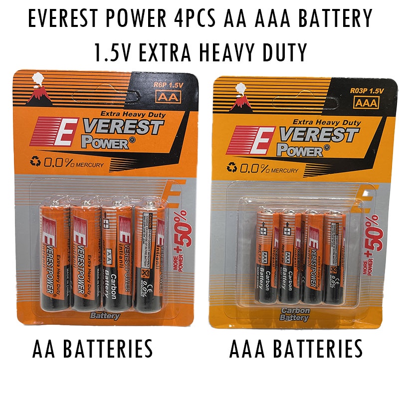 Everest Power 4pcs AA AAA Battery 1.5V Extra Heavy Duty Shopee Malaysia