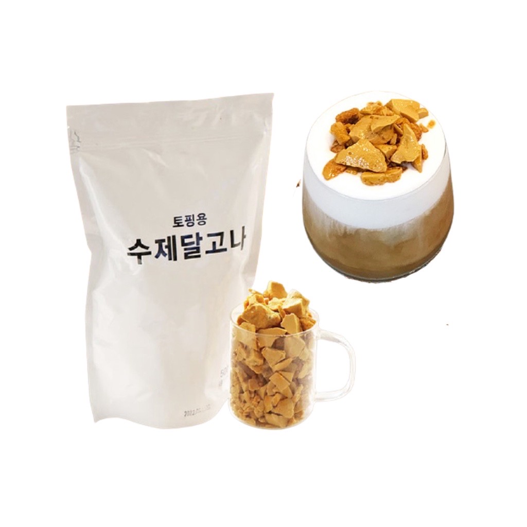Dalgona(Korean Caramel Candy) latte crunch Homemade snack/sweets/candy