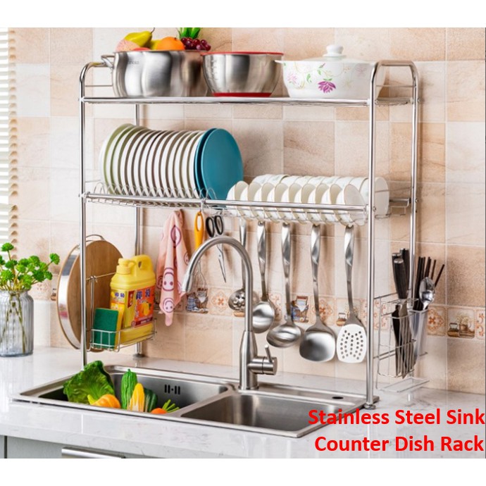 MALAYSIA V] RAK SINKI 1 TINGKAT / 2 TINGKAT BESI TAHAN KARAT