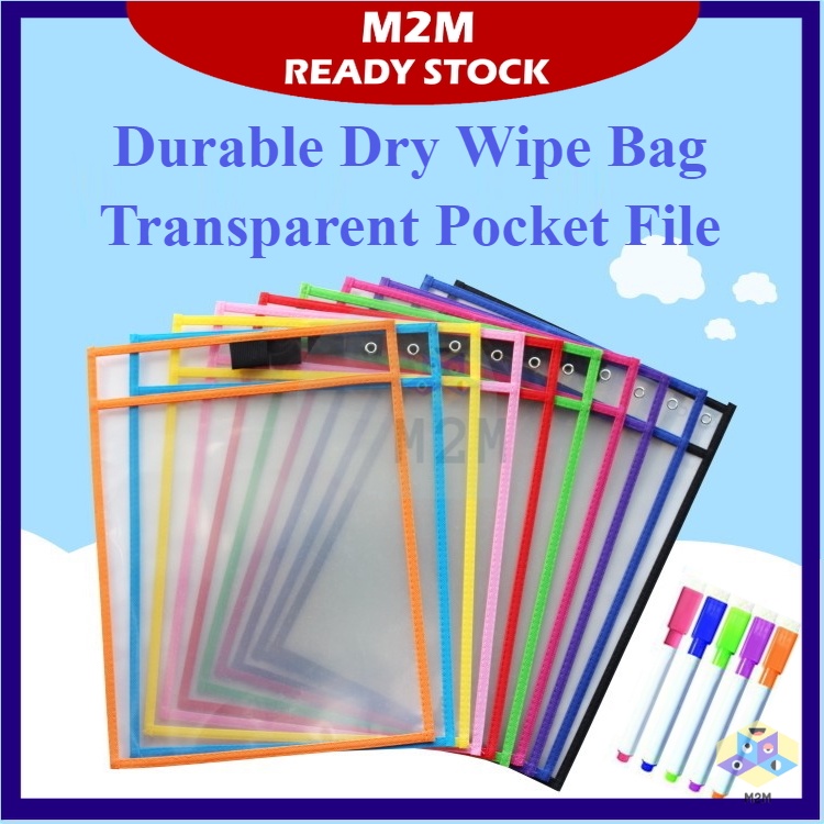 FREE PEN Whiteboard Marker Erasable Pen Reusable Dry Erase Pockets Sheet Protectors Exercise A4