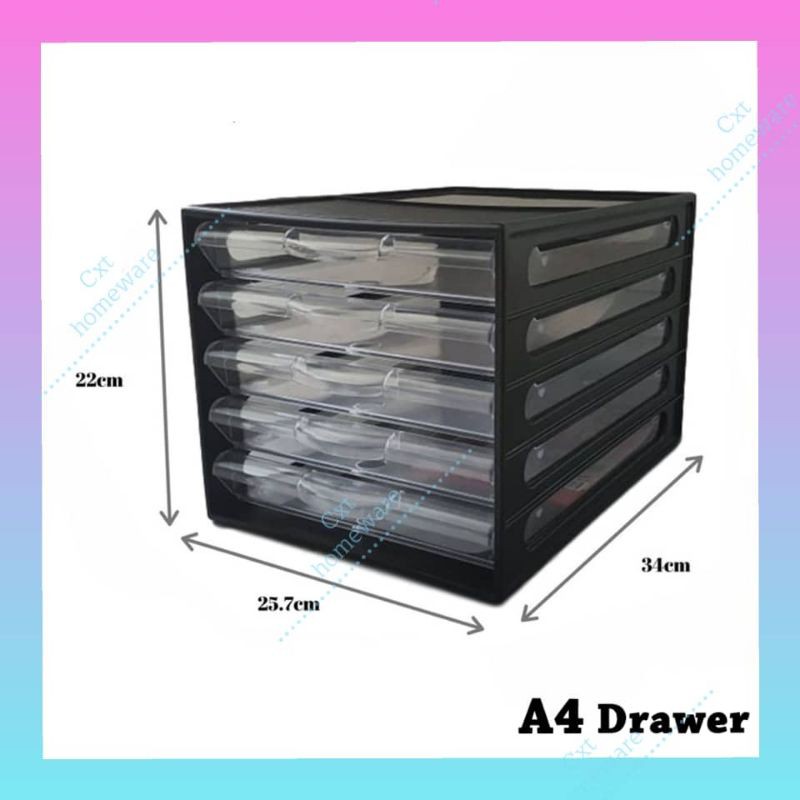 5 Tiers Document Drawer / A4 Paper Drawer / Stationery / Plastic Drawer