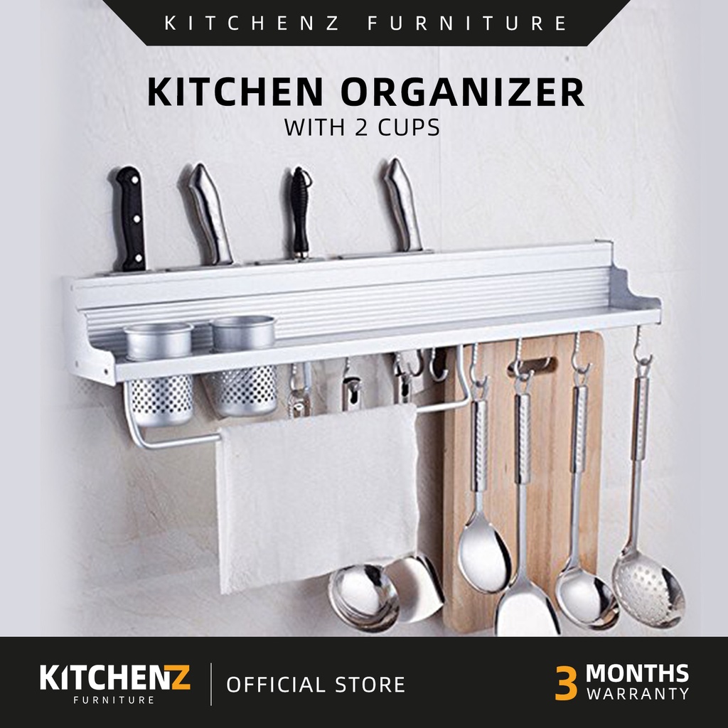 KitchenZ Premium Aluminium Kitchen Storage and Organizer Rack With 2