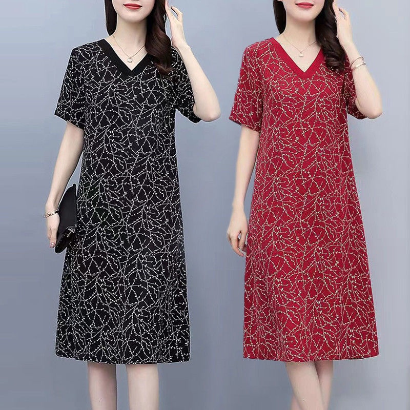 Ice Silk Dress Women's Plus Size Loose Midi Dress Shopee Malaysia