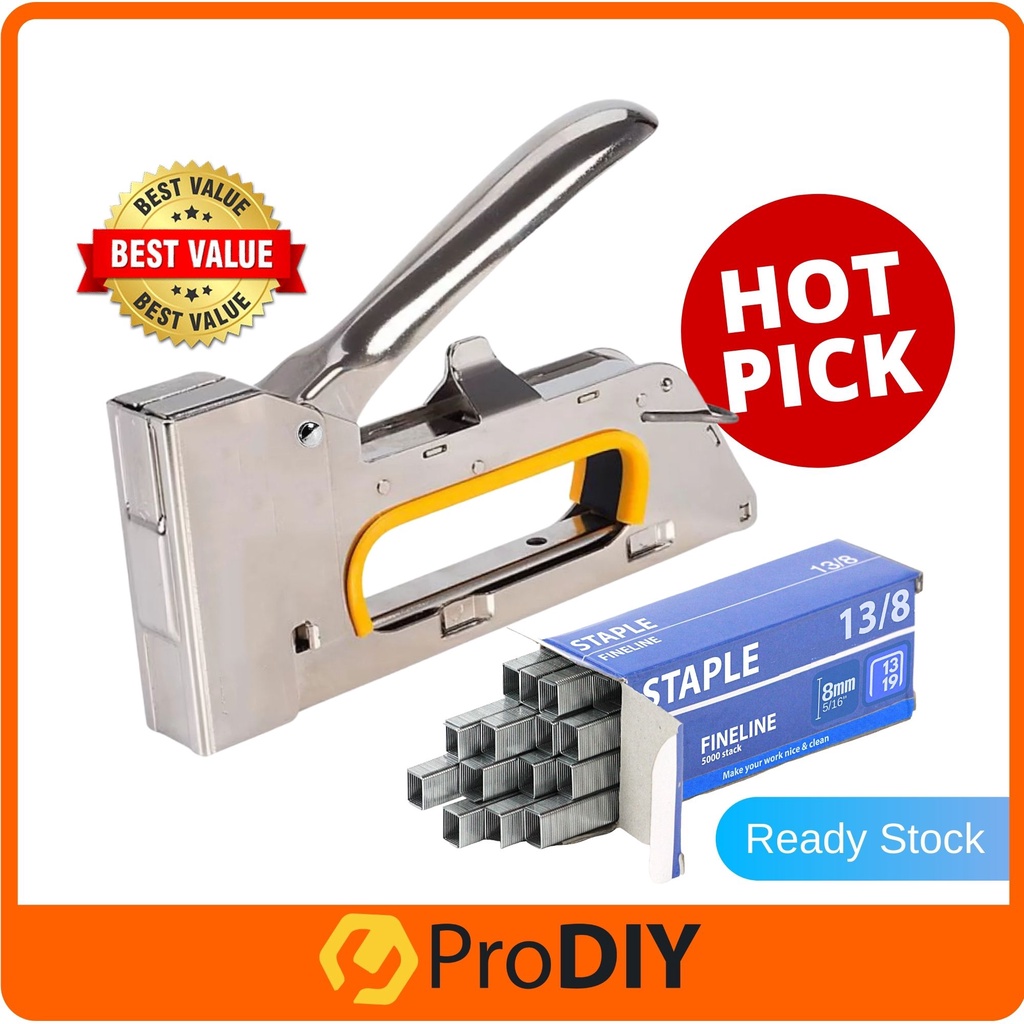 PRODIY Heavy Duty Tacker Staple Gun 6/8mm Stapler ( Silver ) 23 订书机枪