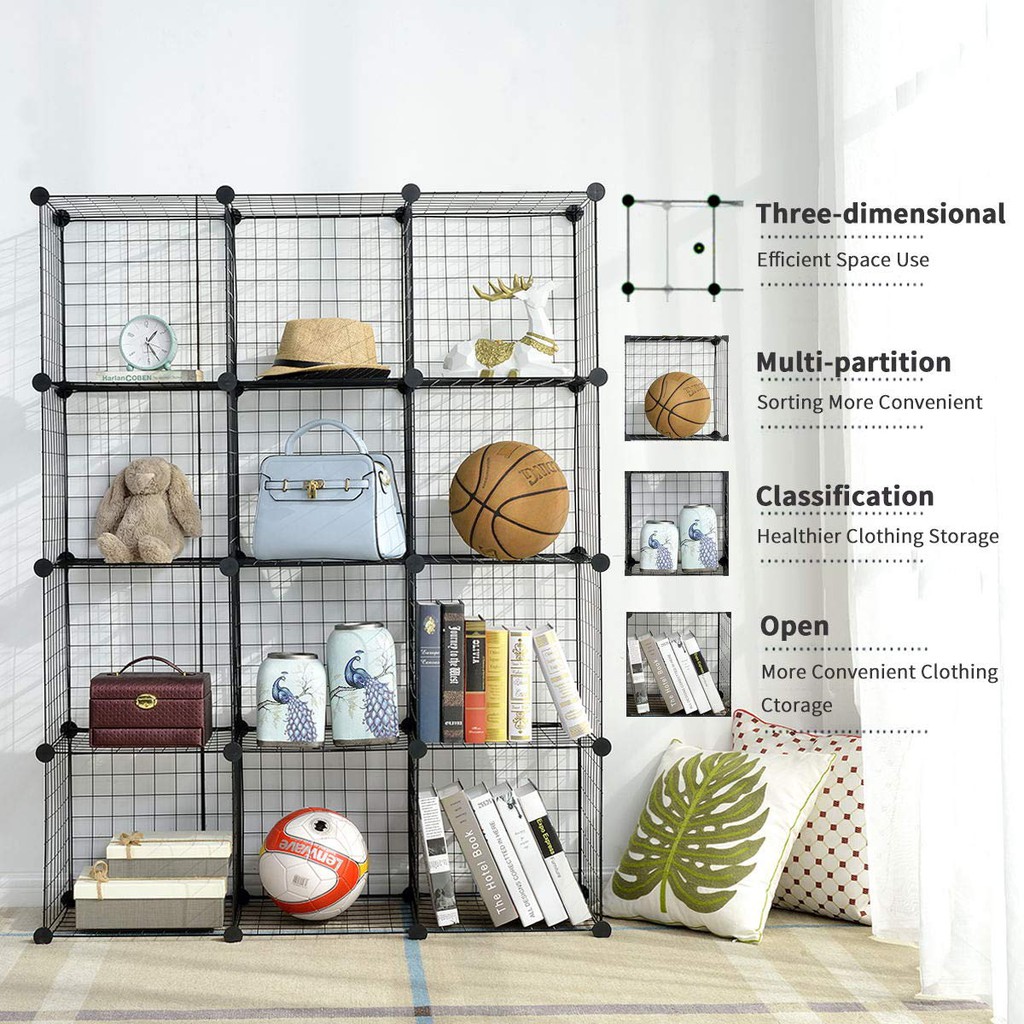 Metal Wire Storage DIY 12Cube 16cube Closet and