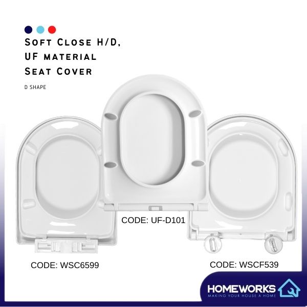 HEAVY DUTY/UF D SHAPE PP MATERIAL SOFT CLOSE SEAT COVER ADJUSTABLE HINGES PENUTUP MANGKUK TANDAS