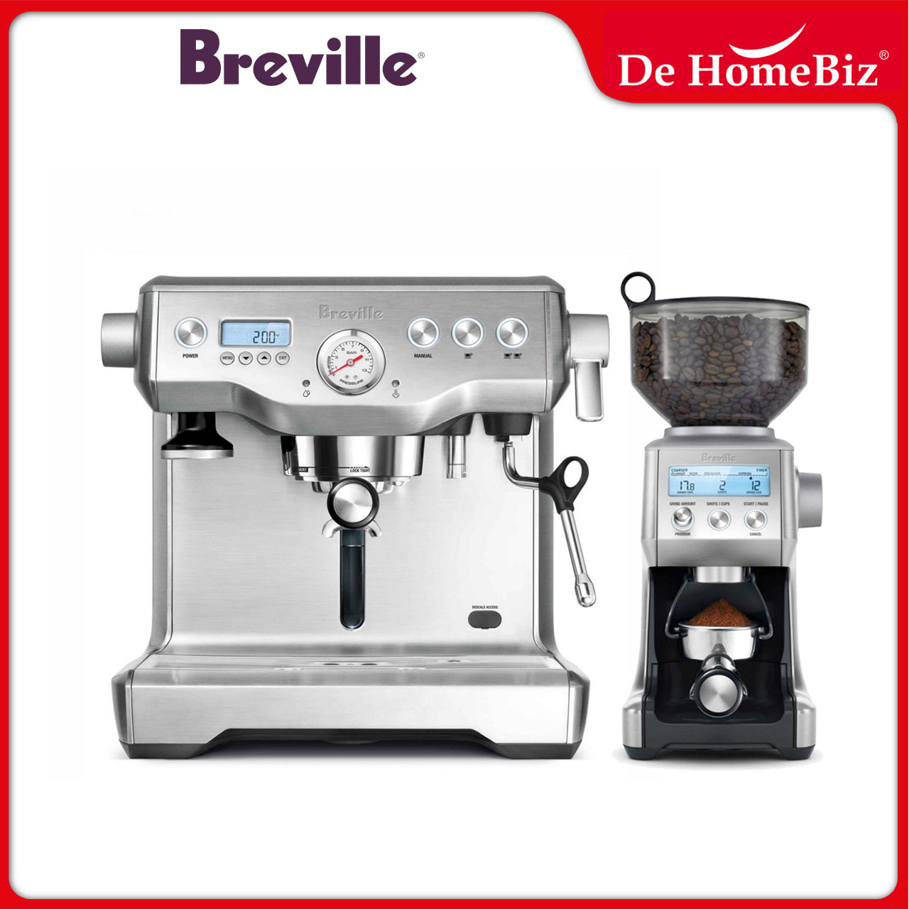 BUNDLE [FREE Coffee Bean] Breville BES920 Dual Boiler Espresso Coffee Machine + Breville BCG820