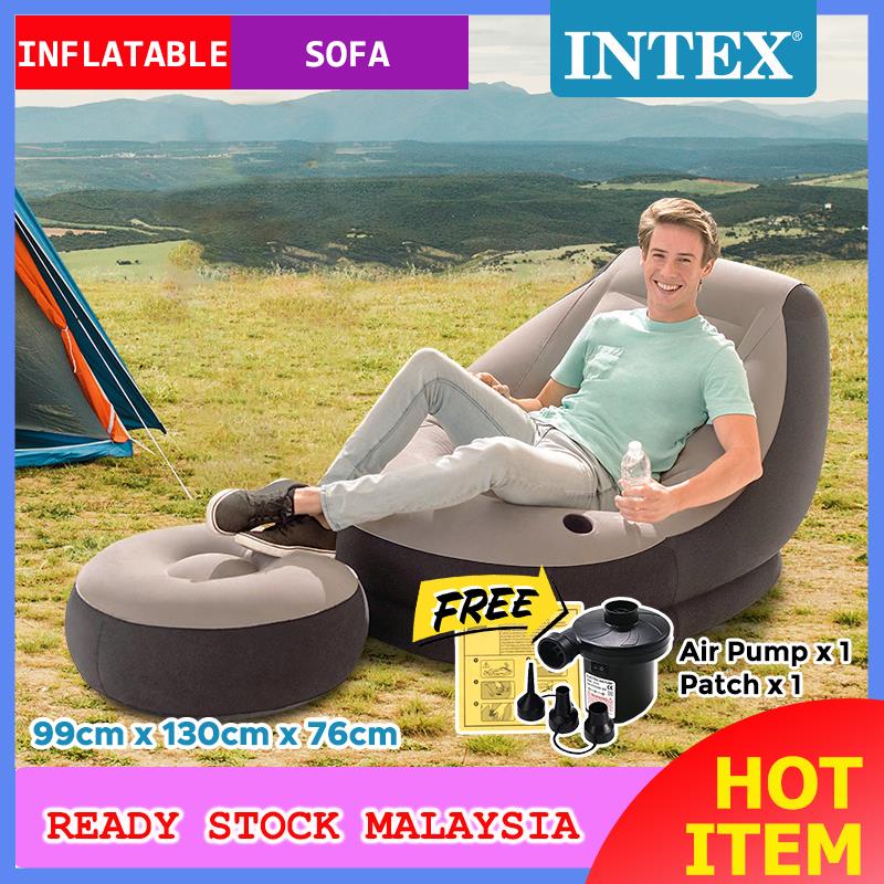 INTEX 68564 Inflatable Relaxing Single Seat Air Sofa + Foot Rest Lounge Sofa Duduk Angin