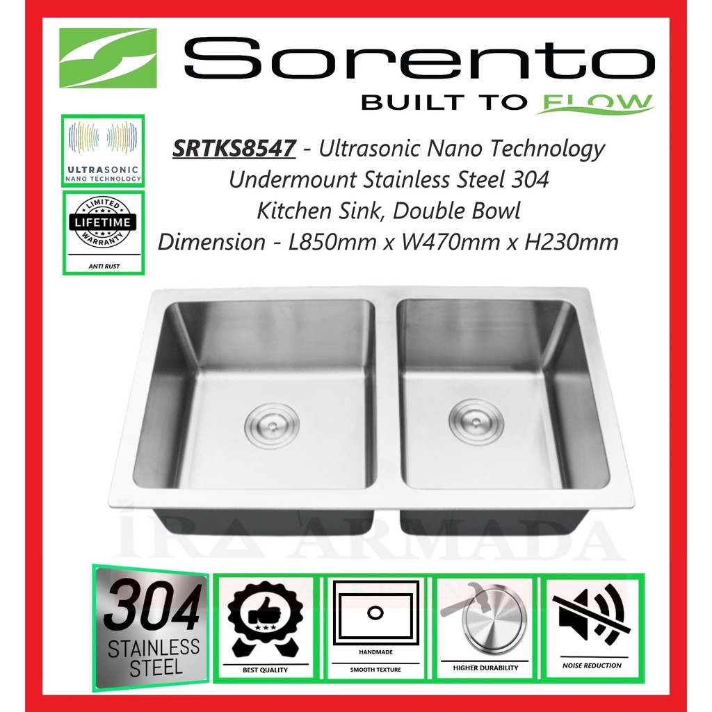 Sorento Ultrasonic Nano Technology Undermount Stainless Steel 304