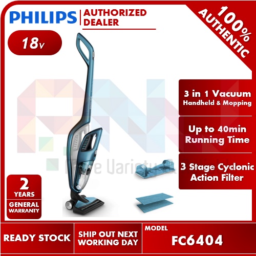 Philips PowerPro Aqua 3 In 1 Handstick Cordless Vacuum with Mopping FC6404 (FC6404/01) Shopee