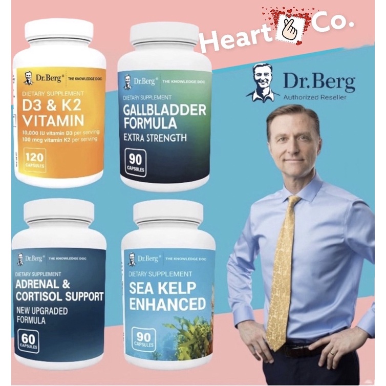 DR. BERG'S Gallbladder Formula/Sea Kelp/D3 & K2 Vitamin/Adrenal