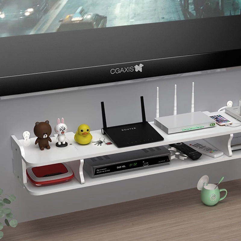 TV wall set top box rack wifi router storages living room wall hanging decorative space saver