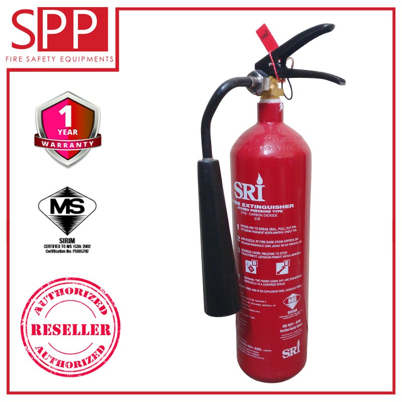 SIRIM Certified SRI 2KG CARBON DIOXIDE CO2 Type Fire Extinguisher