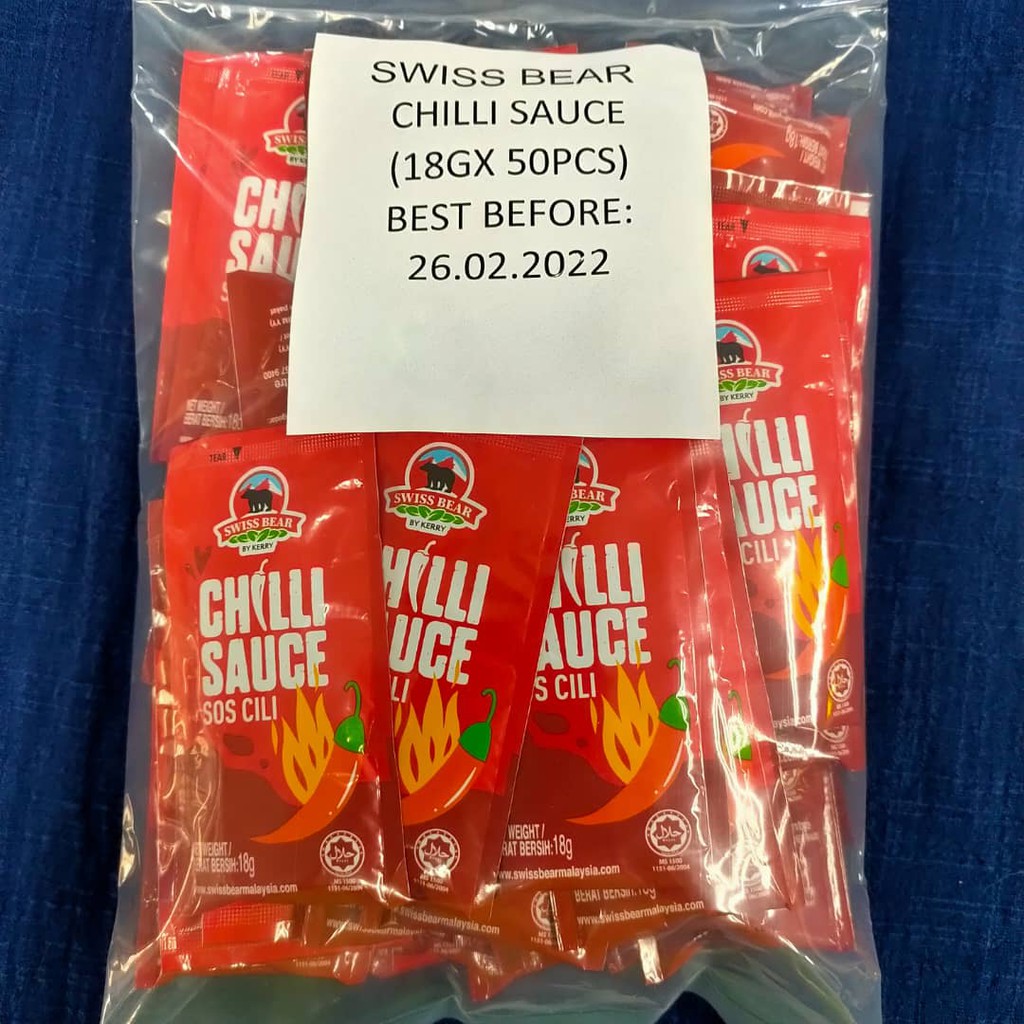 Kerry Swiss Bear Chili Sauce 9g 100pc. , 18g 50pc. Cili Sachet Pek