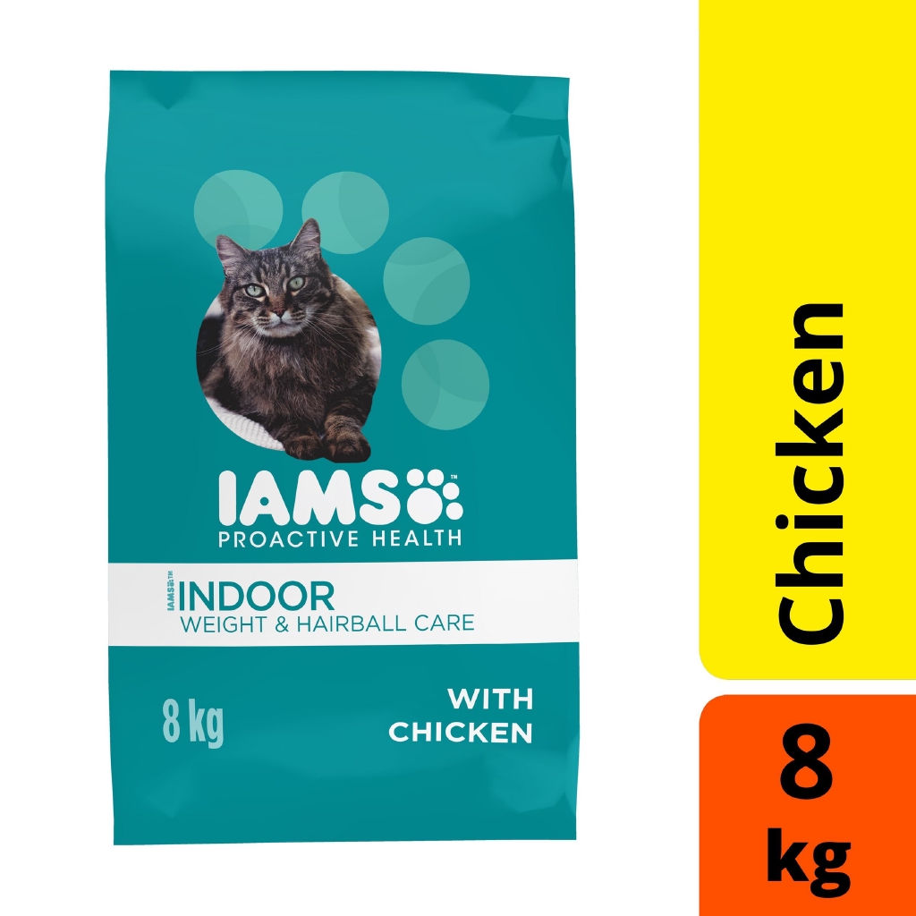 IAMS Dry Cat Food Adult Indoor Weight & Hairball Care Chicken 8kg Cat