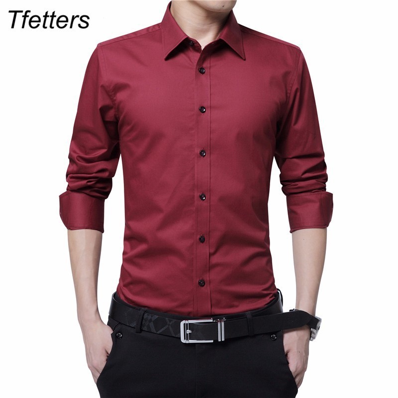 6 Color Men Office Shirt Long Sleeve Business Slim Fit White Color Plus
