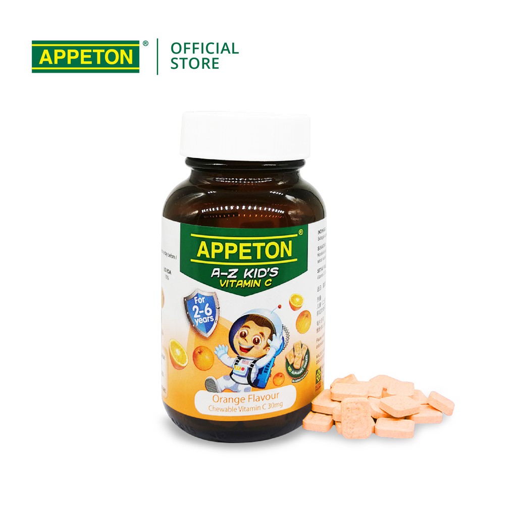 APPETON AZ KID'S Vitamin C 30mg Chewable Tablet for 26 Years Old Orange for Children Immunity
