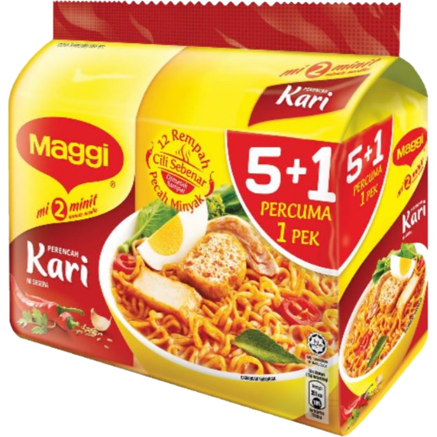 Maggi Instant Noodles Curry 5+1 x 79g/Maggi Mee Kari 5+1 x 79g Shopee